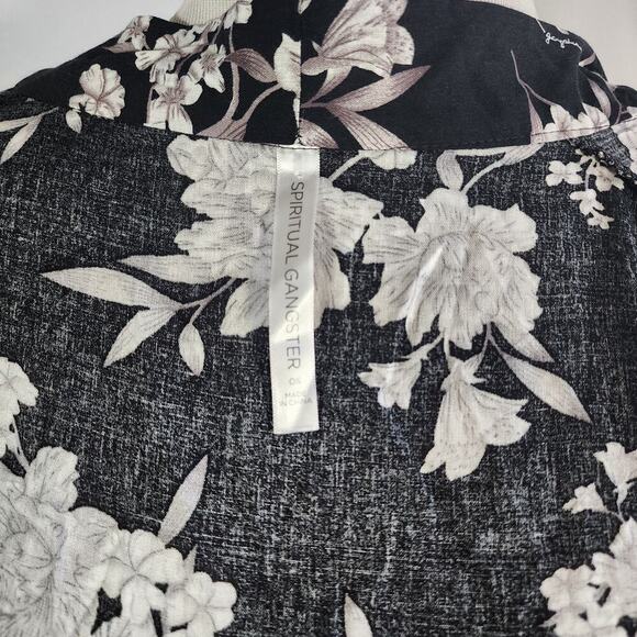 SPIRITUAL GANGSTER Women's 'MAYA' Black FLORAL KIMONO ROBE - One Size - Picture 9 of 13